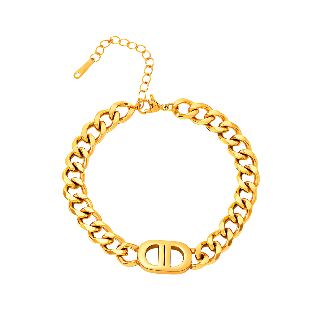 Golden Link Jewellery Set – 18K PVD Gold Plated Stainless Steel