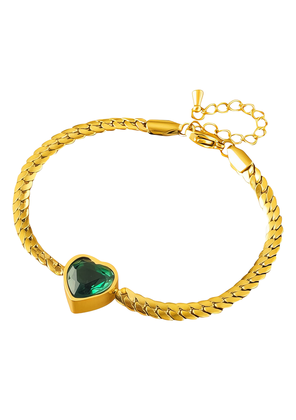 Emerald Heart Jewellery Set – 18K PVD Gold Plated Stainless Steel