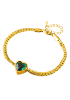 Emerald Heart Jewellery Set – 18K PVD Gold Plated Stainless Steel