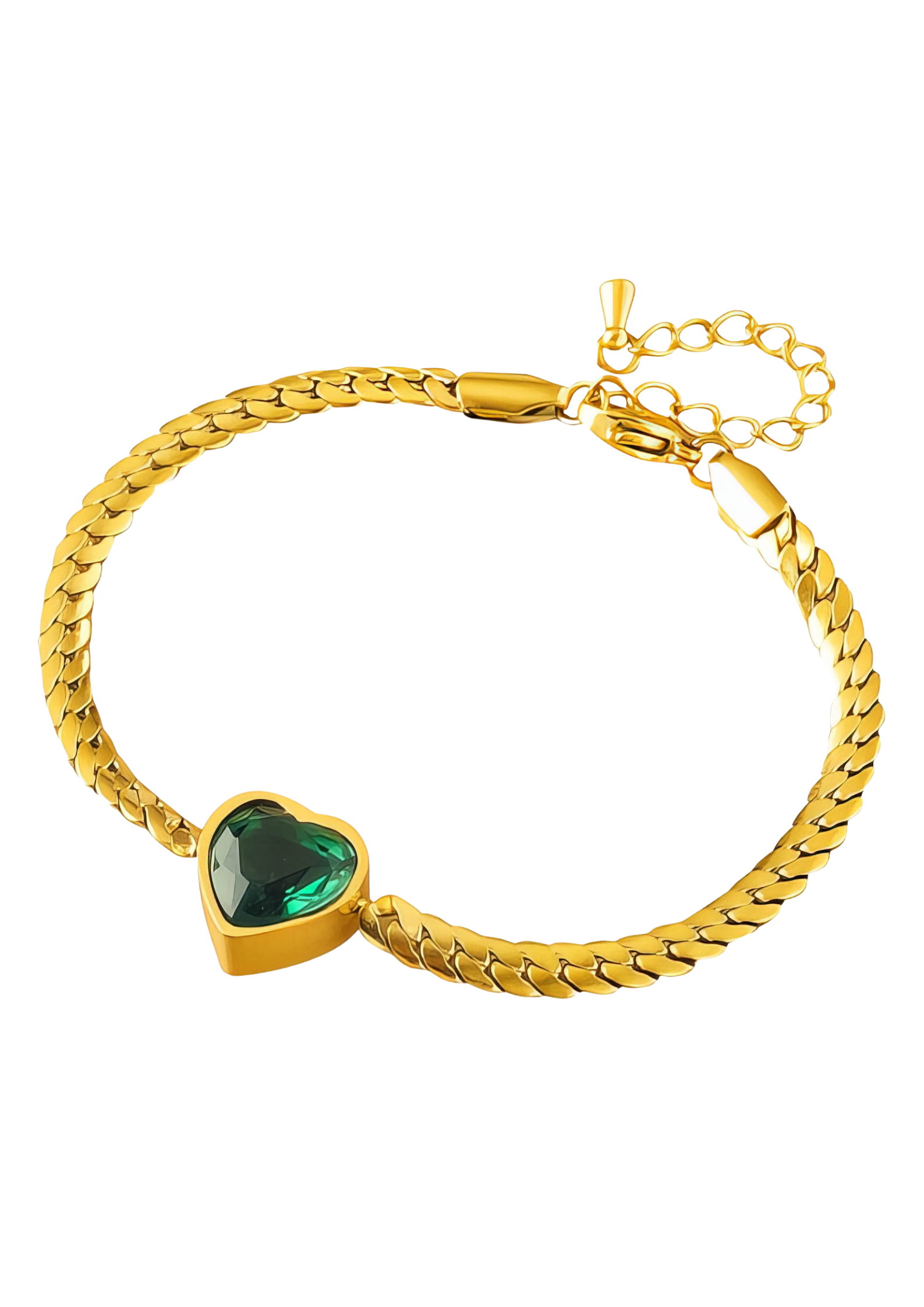 Emerald Heart Jewellery Set – 18K PVD Gold Plated Stainless Steel