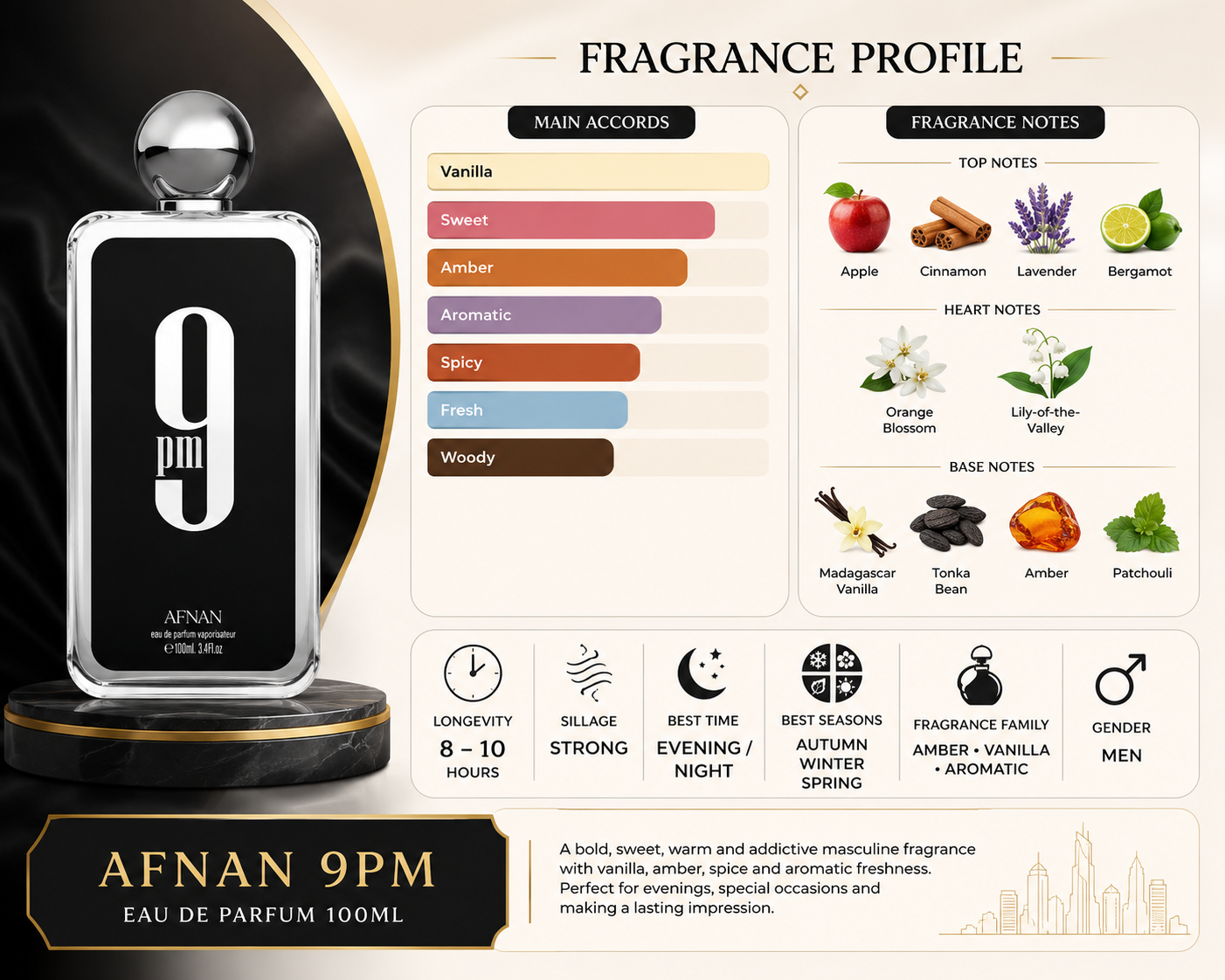 Afnan 9PM Eau de Parfum 100ml