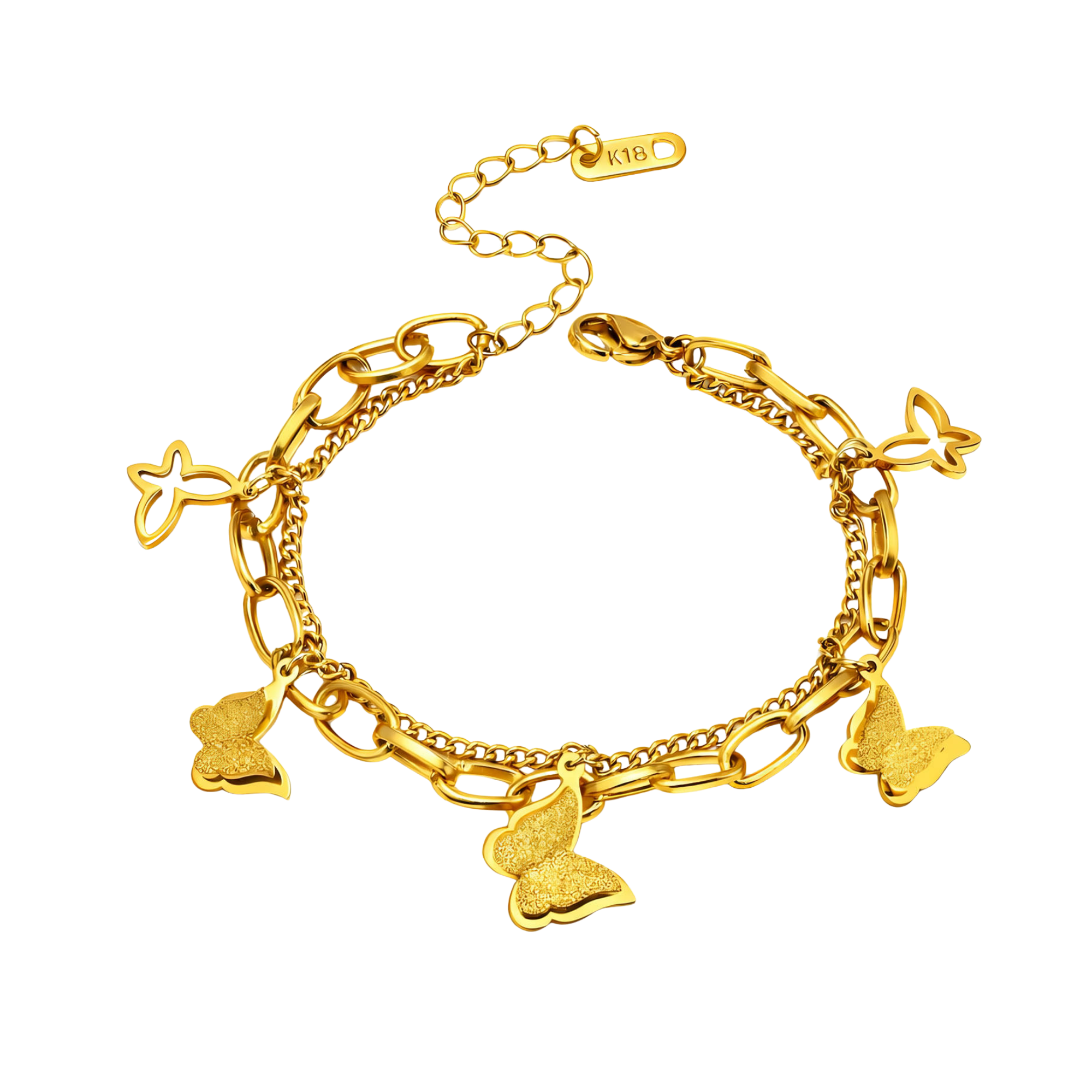 Butterfly Charm Bracelet – 18K PVD Gold Plated Stainless Steel