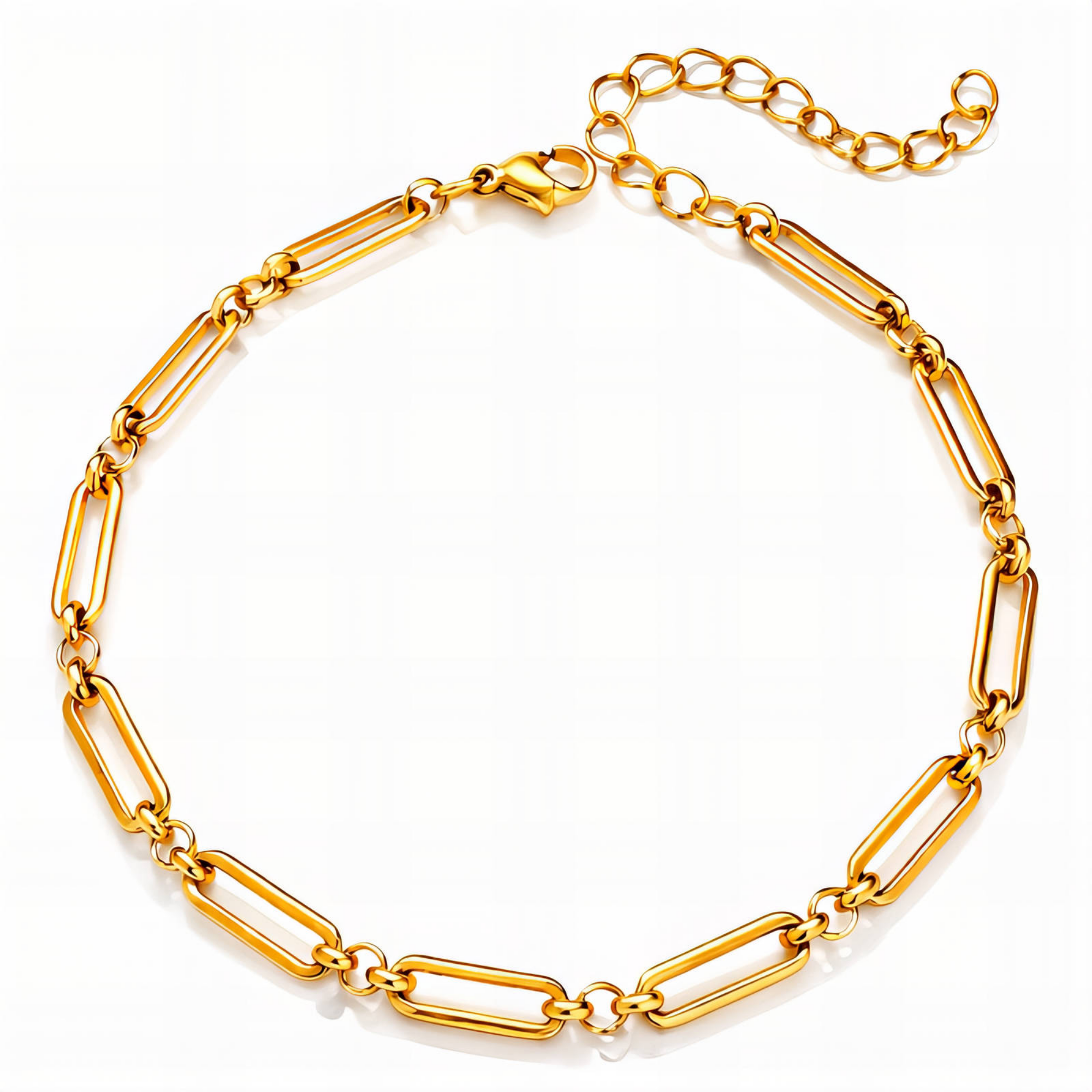 Gold Paperclip Chain Anklet – 18K Gold-Plated Waterproof Jewellery