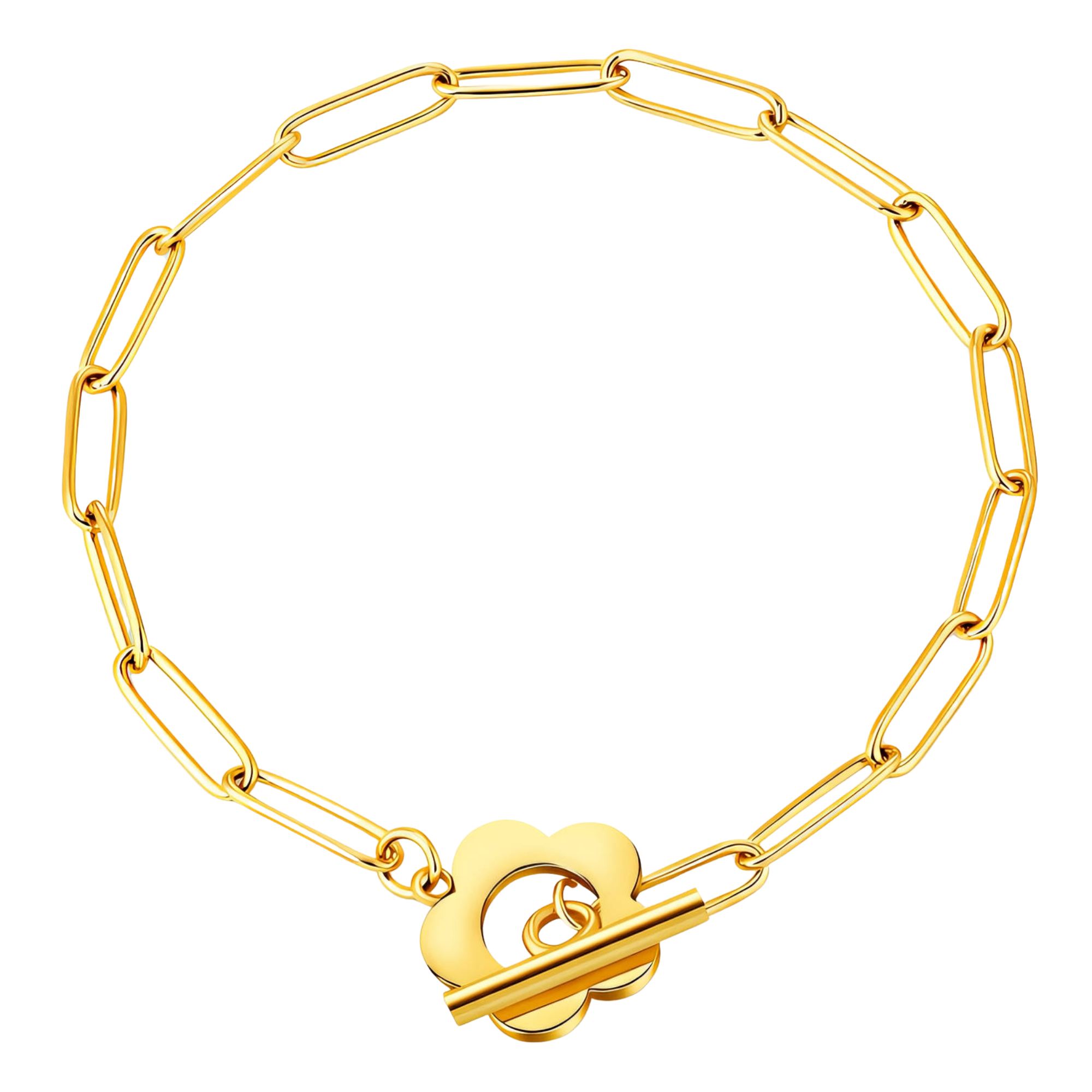Gold Flower Toggle Bracelet – 18K Gold-Plated Waterproof Jewellery