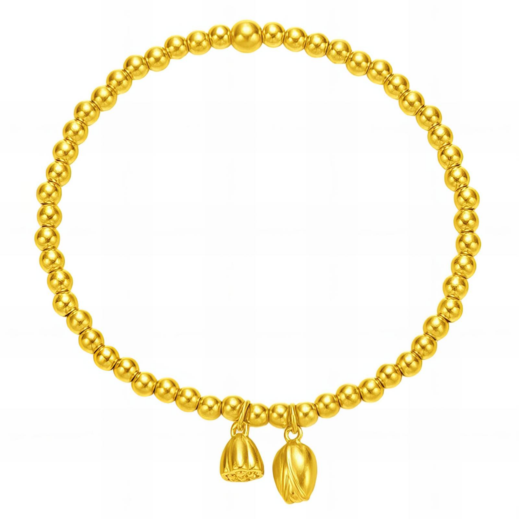 Gold Beaded Charm Bracelet – 18K PVD Gold Plated Stainless Steel
