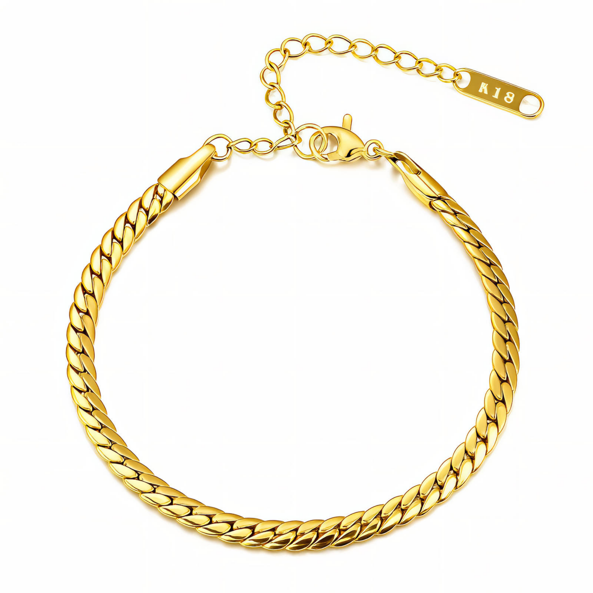 Gold Curb Chain Bracelet – 18K Gold-Plated Waterproof Jewellery
