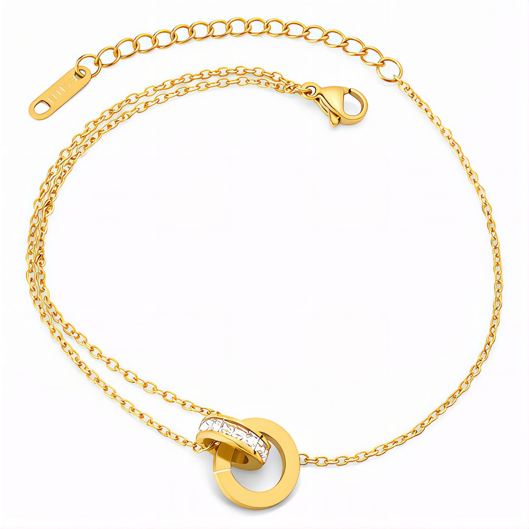 Gold Double Circle Bracelet – 18K PVD Gold Plated Stainless Steel