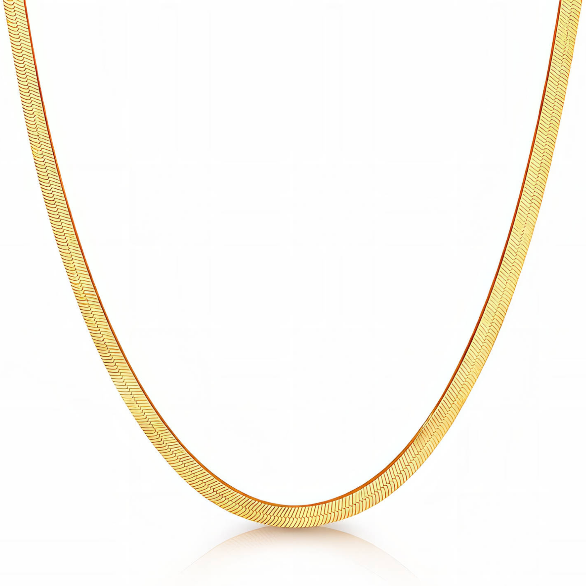 Gold Herringbone Chain Necklace – 18K PVD Gold Plated Stainless Steel