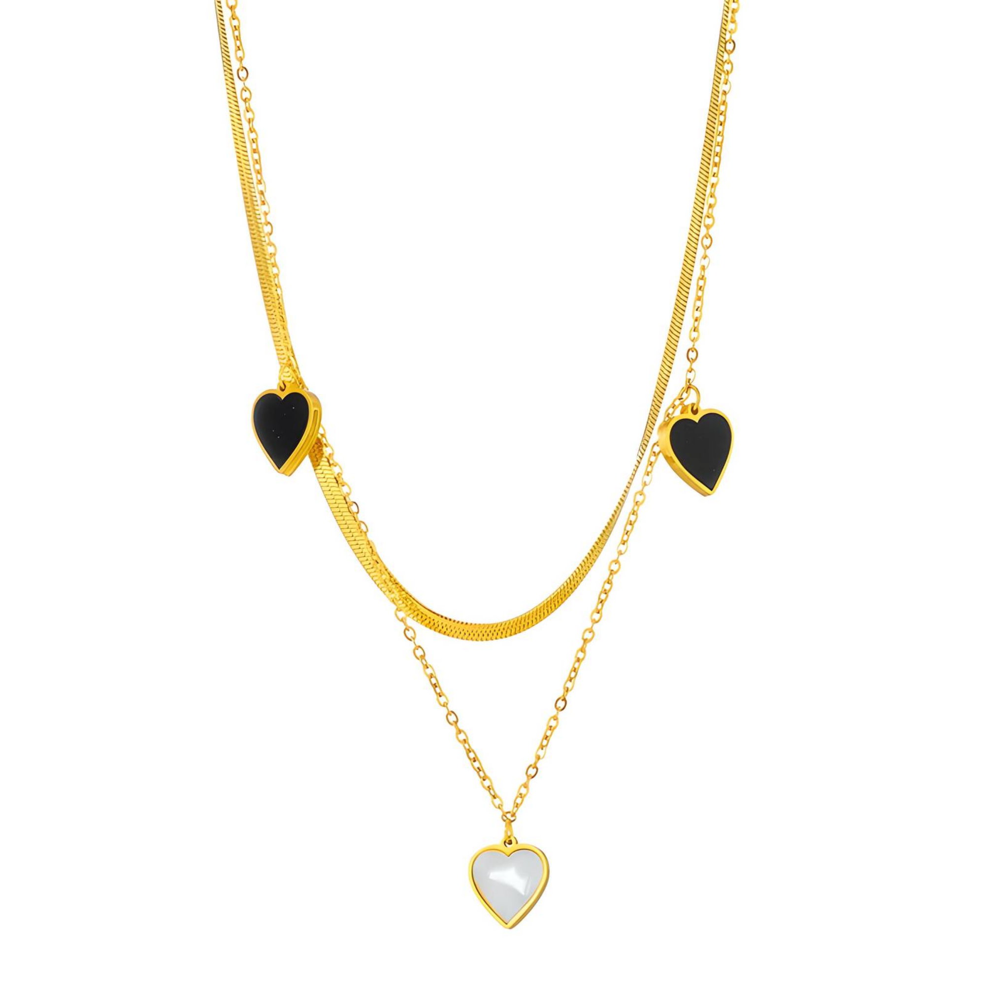 Gold Layered Heart Charm Necklace – 18K PVD Gold Plated Stainless Steel