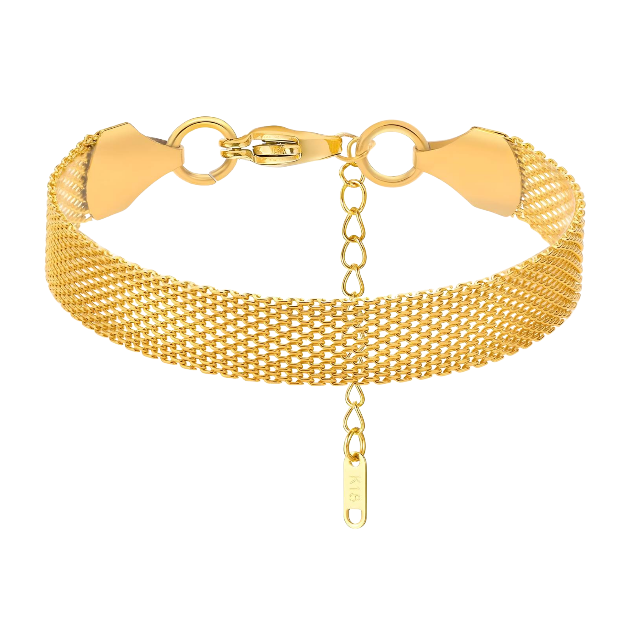 Gold Mesh Chain Bracelet – 18K Gold-Plated Waterproof Jewellery
