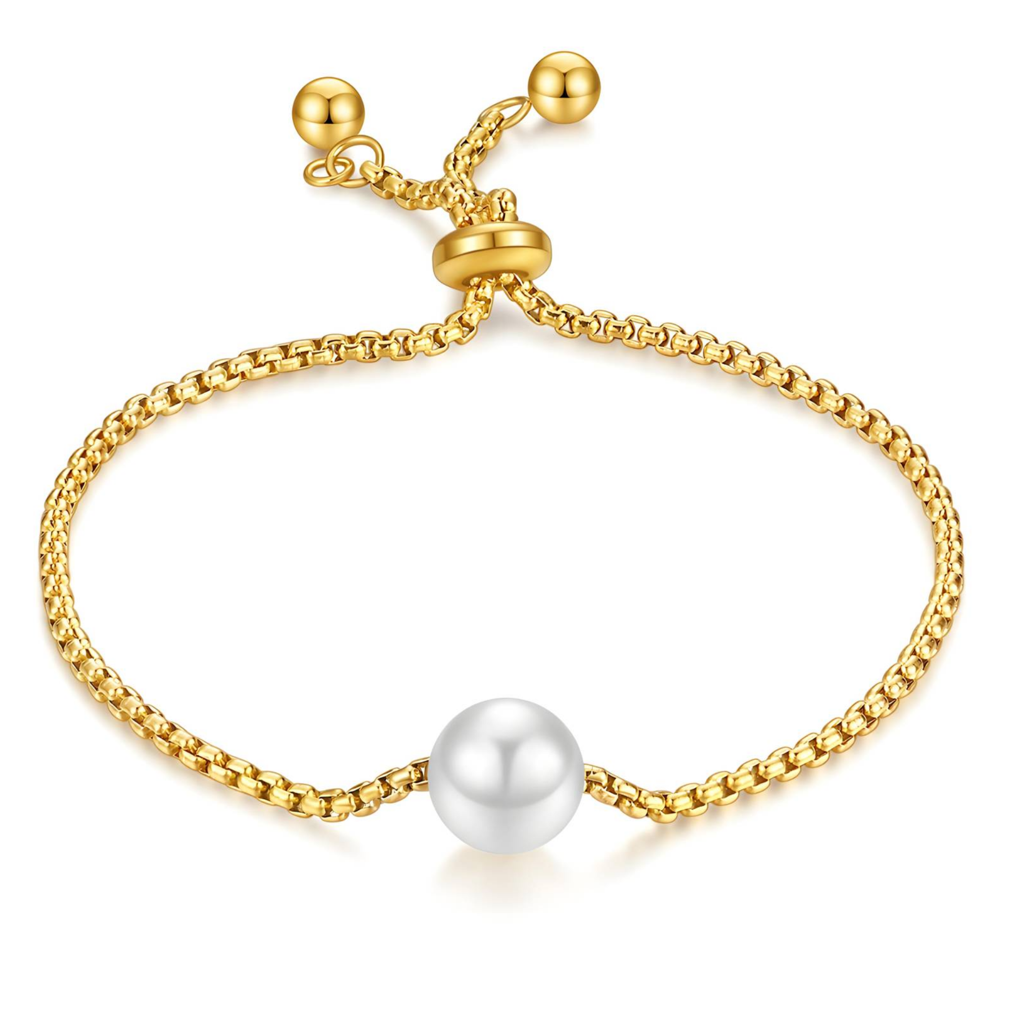Gold Pearl Slider Bracelet – 18K PVD Gold Plated Stainless Steel