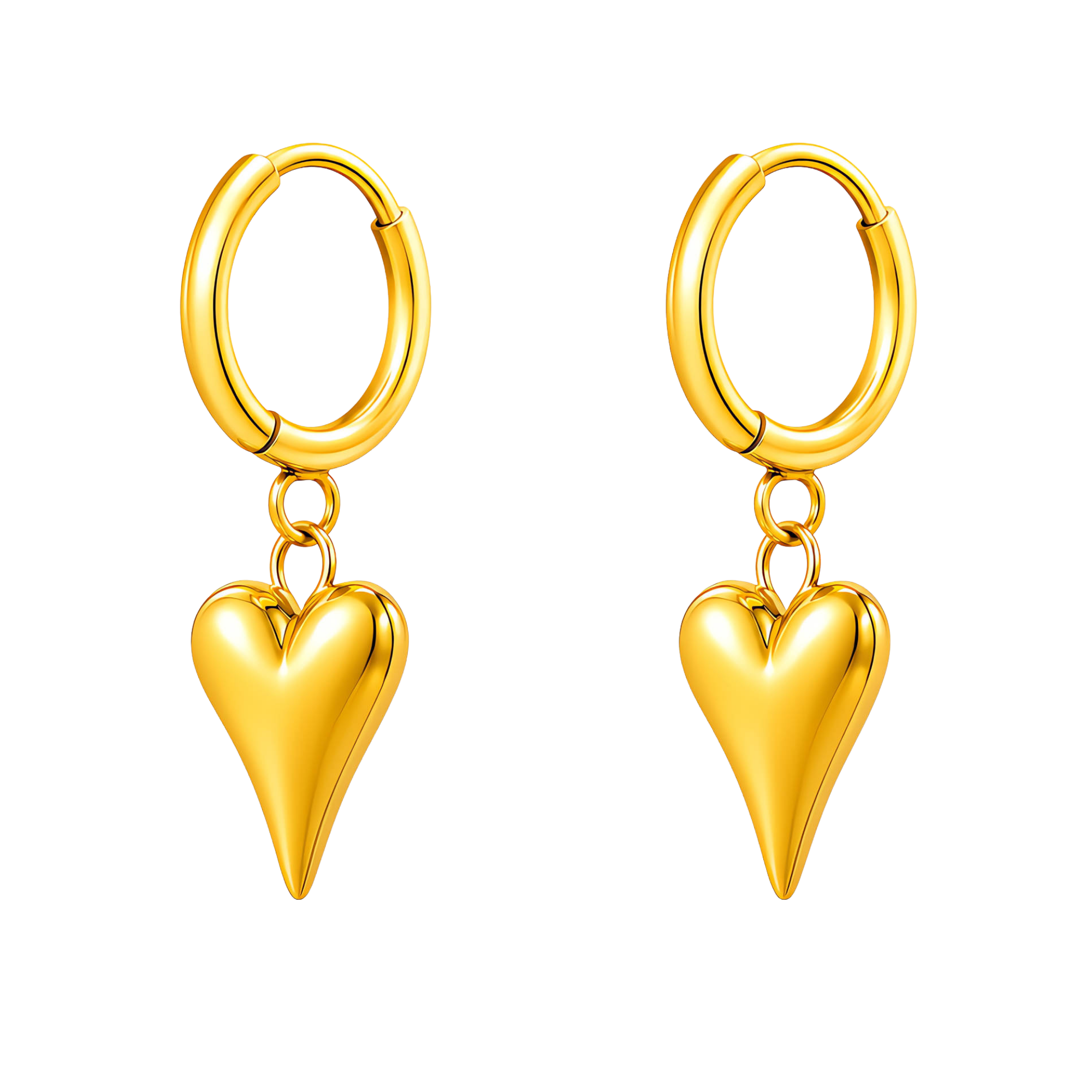 Golden Heart Hoop Earrings – 18K PVD Gold Plated Stainless Steel