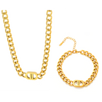 Golden Link Jewellery Set – 18K PVD Gold Plated Stainless Steel