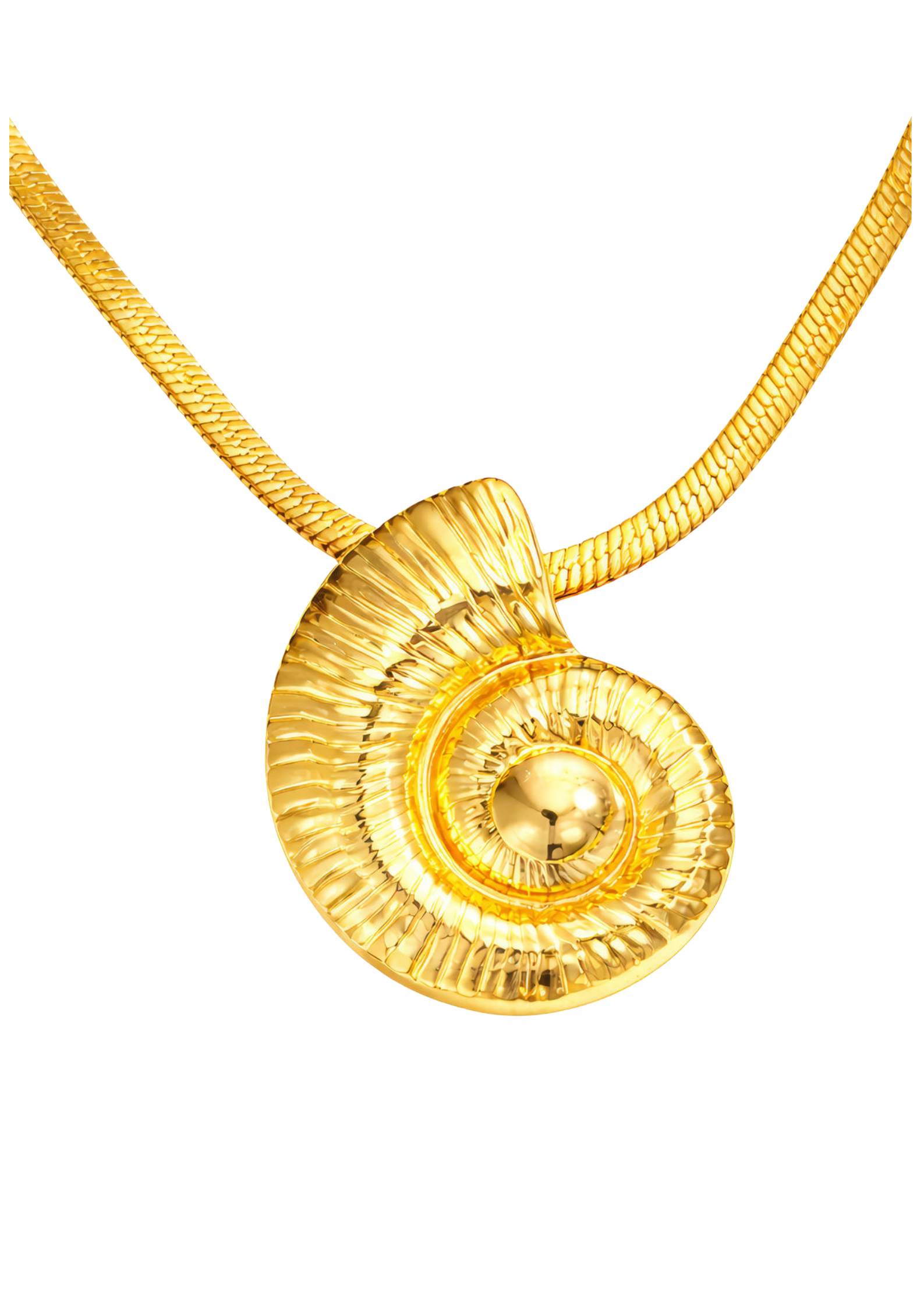 Golden Spiral Pendant Necklace – 18K PVD Gold Plated Stainless Steel