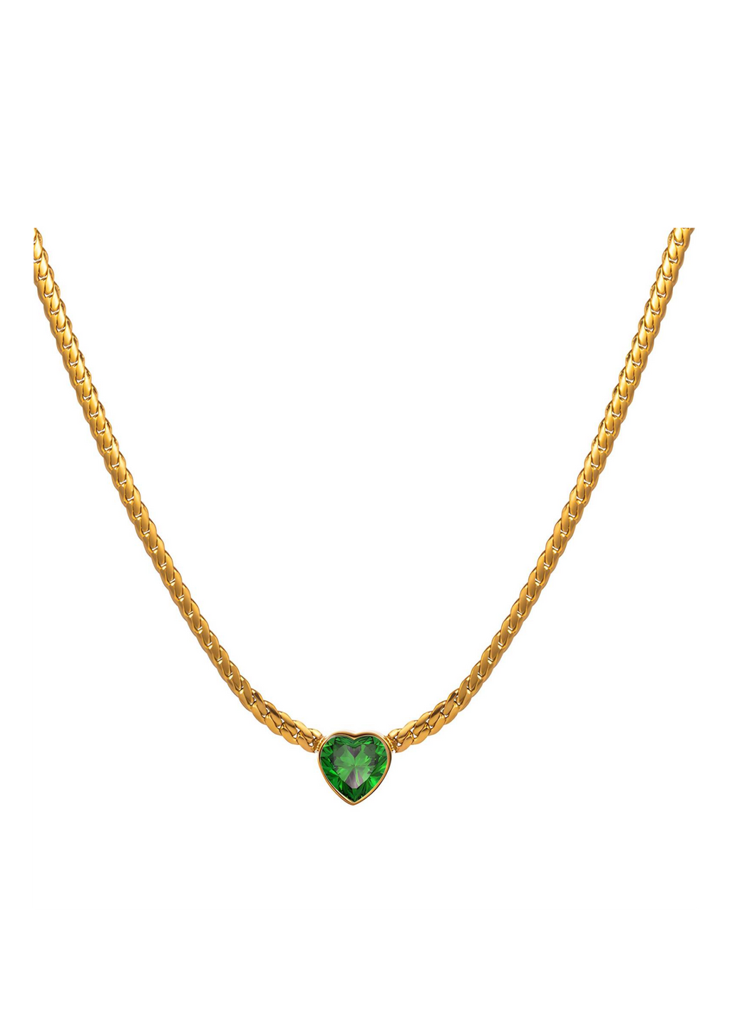 Emerald Heart Jewellery Set – 18K PVD Gold Plated Stainless Steel