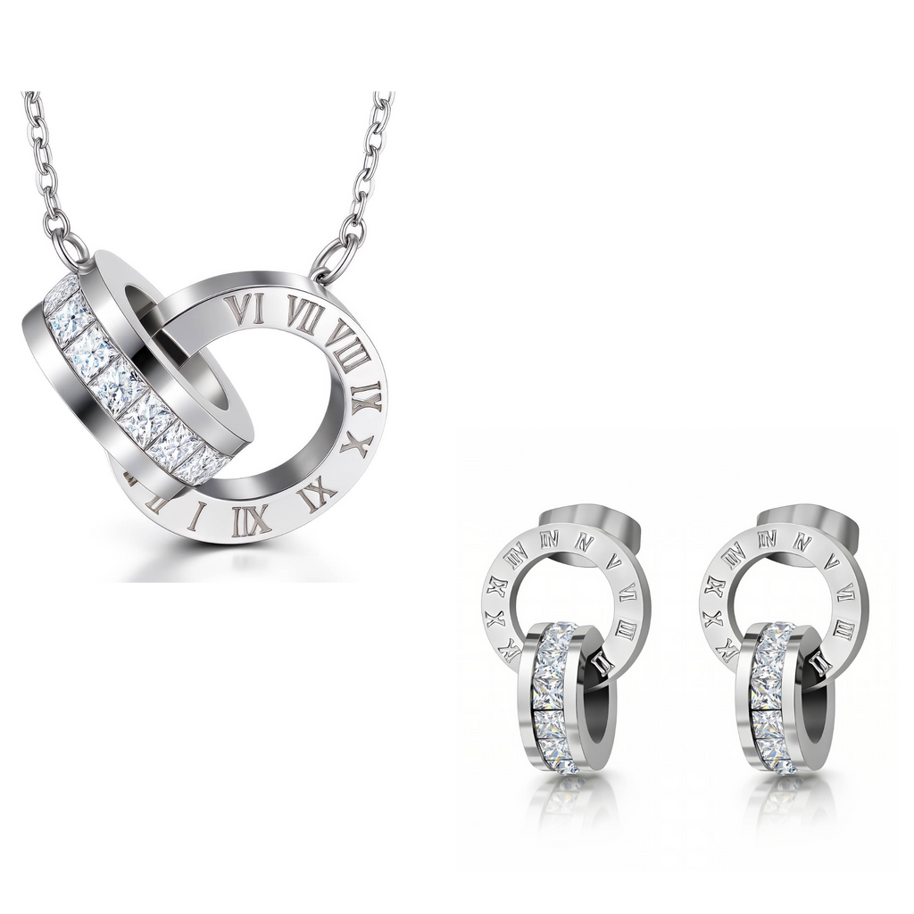 Eternal Roman Crystal Jewellery Set – Stainless Steel & Cubic Zirconia