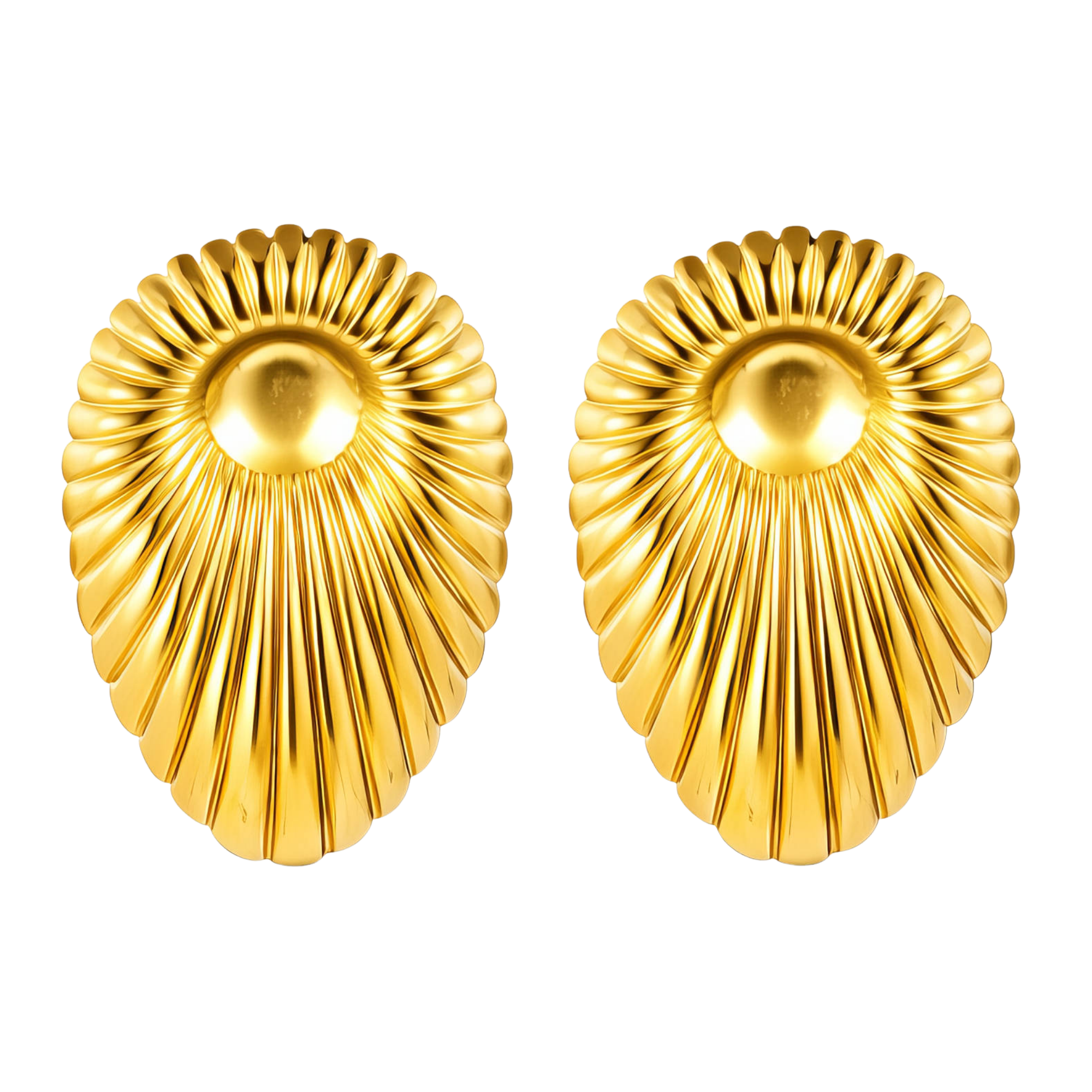 Gold Shell Stud Earrings – 18K Gold-Plated Waterproof Jewellery