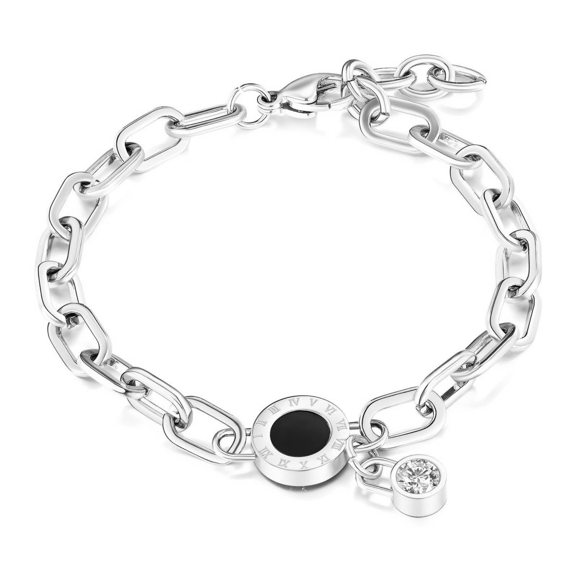 Silver Roman Medallion Chain Bracelet – Waterproof Stainless Steel