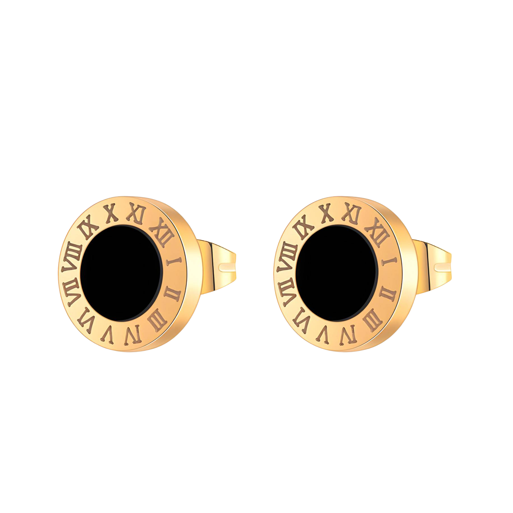 Roman Numeral Stud Earrings – 18K PVD Gold Plated Stainless Steel