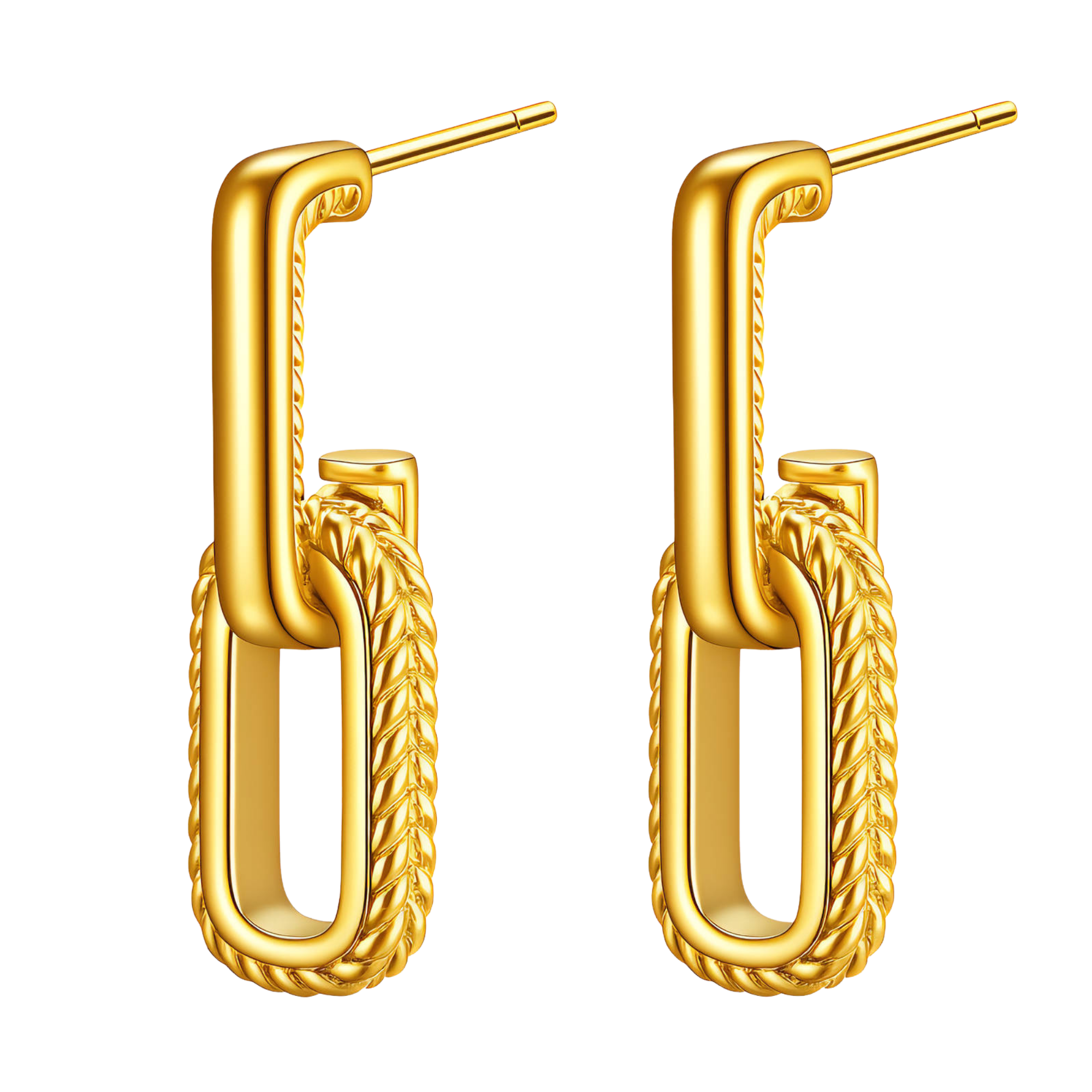 Gold Link Stud Earrings – 18K Gold-Plated Waterproof Jewellery